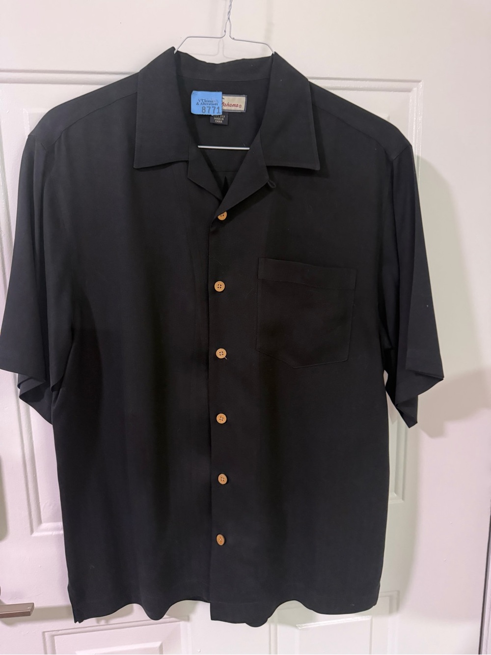 Tommy Bahama Black Short-Sleeve Button-Down Camp Shirt 💯 Silk Men’s Small